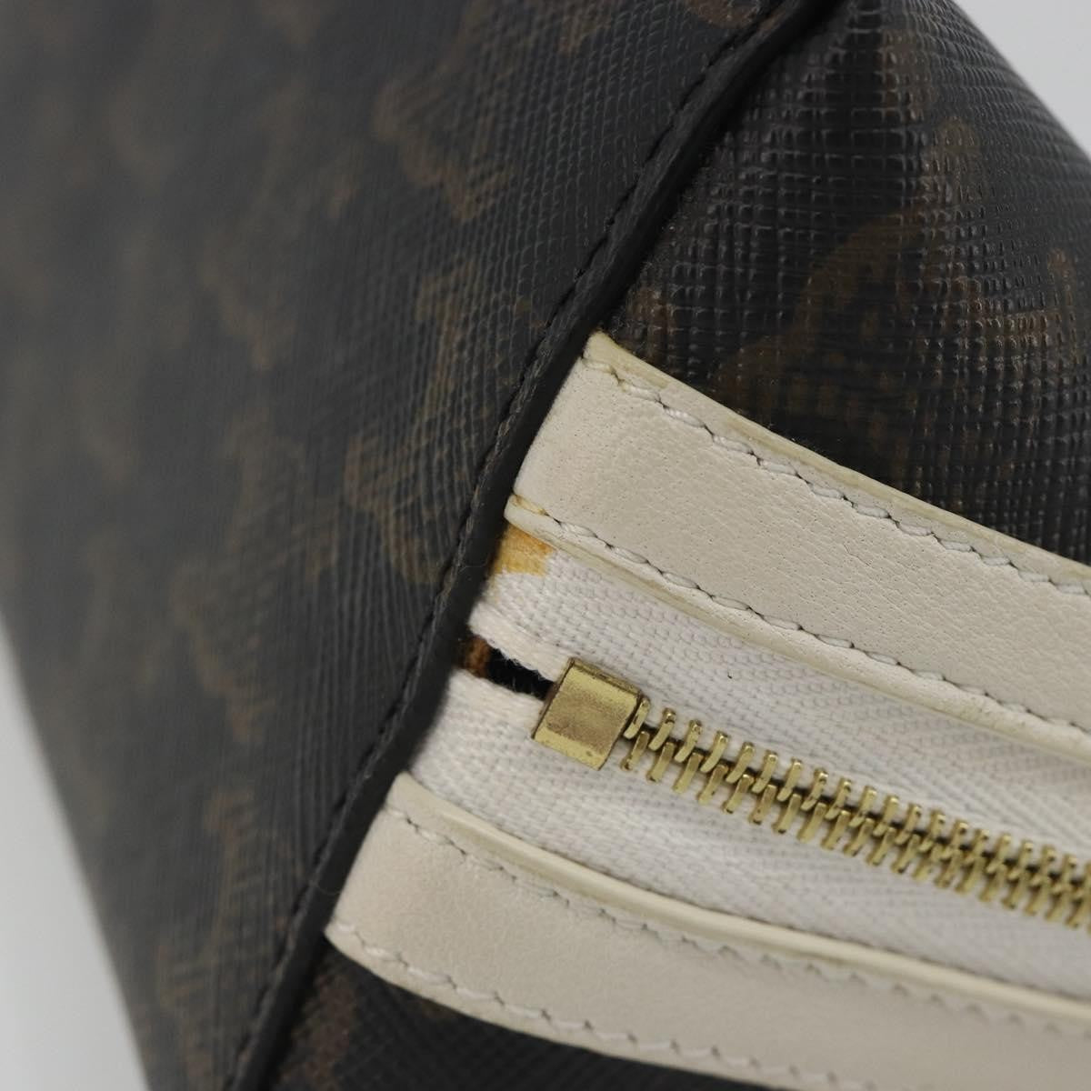 Celine Zip Around Chain Clutch Triomphe Coated Canvas, Brown, Canvas, Clutch
