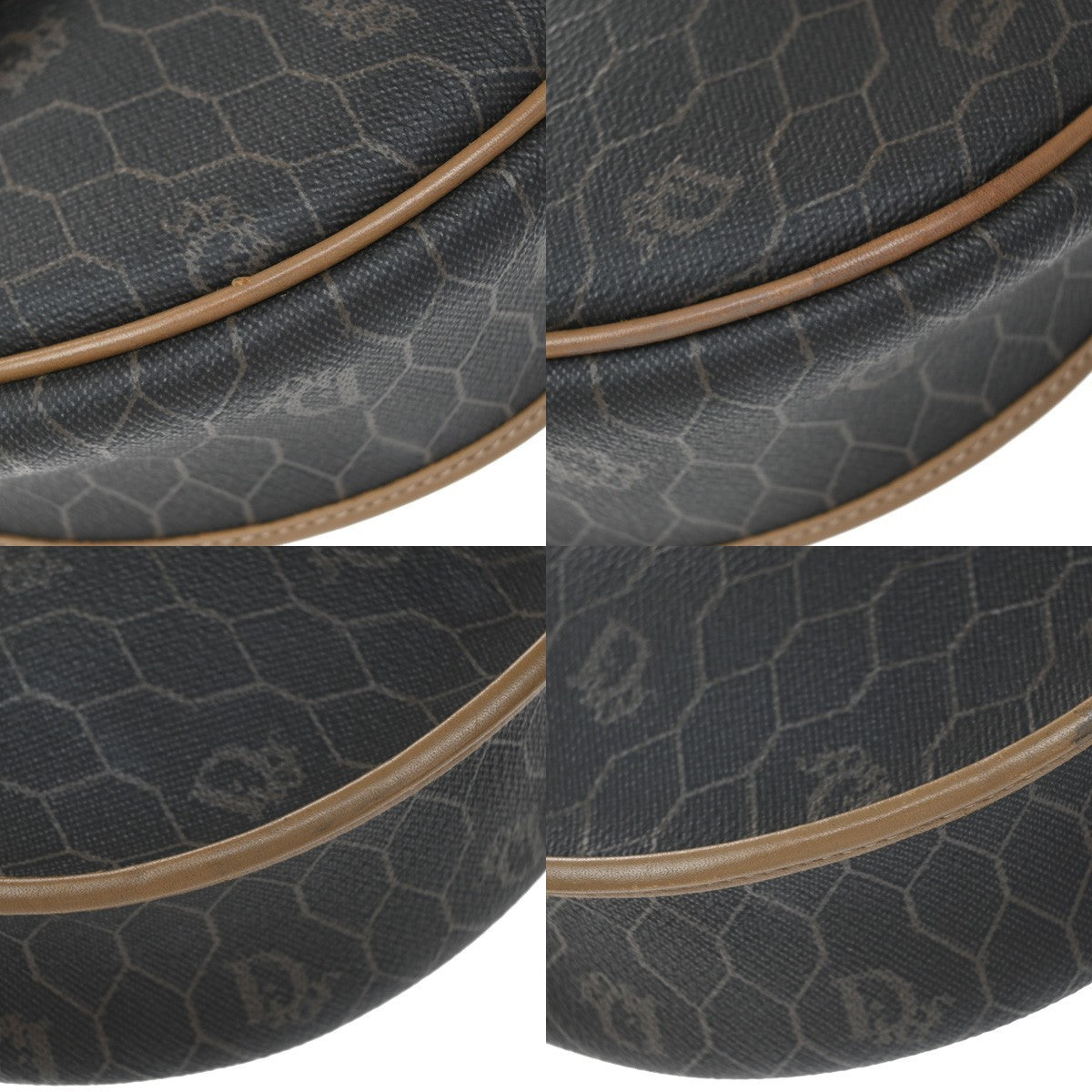 Christian Dior Vintage Honeycomb Canvas, Black, PVC, Shoulder Bag