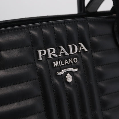 Prada Double Zip Diagramme Quilted Leather, Black, Leather, Tote Bag
