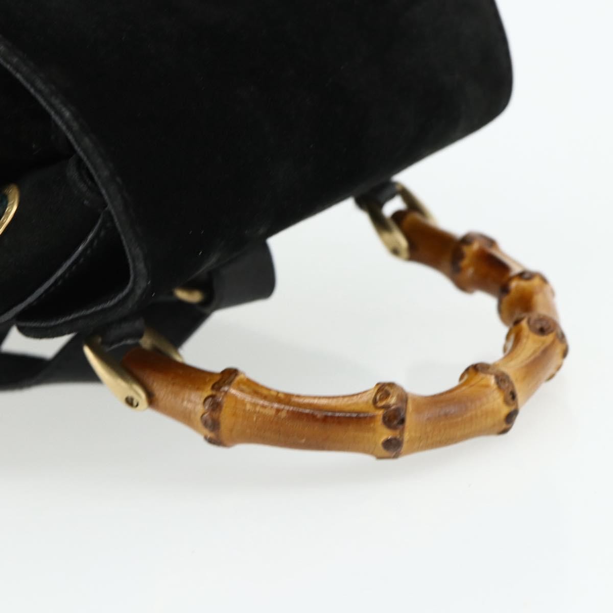 Gucci Gucci bamboo daim, Black, Suede, Backpack