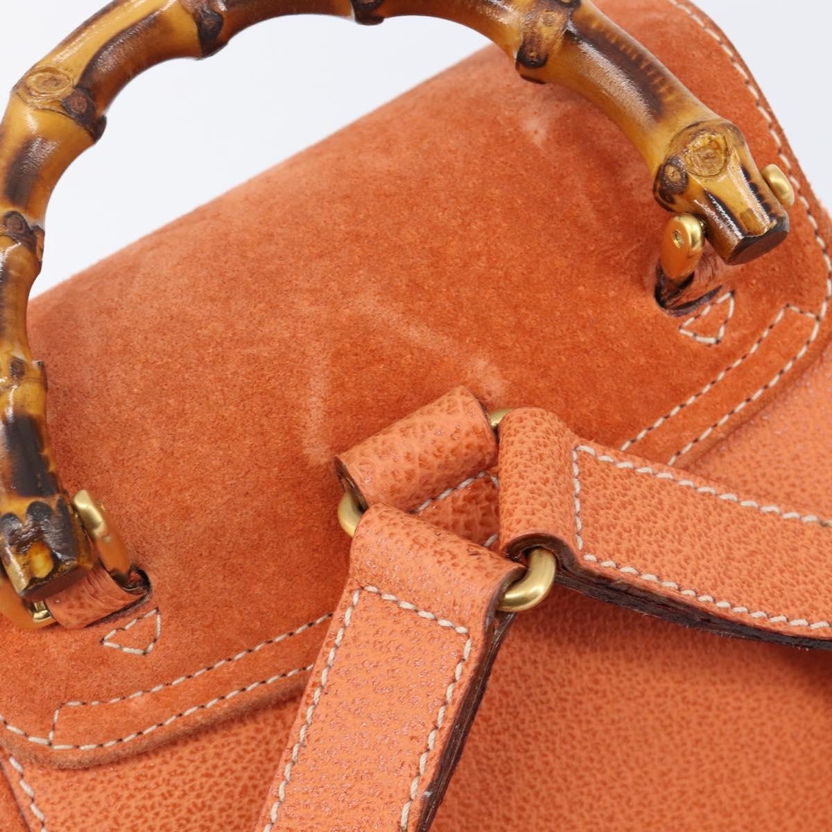 Gucci Vintage Bamboo Suede, Orange, Suede, Backpack