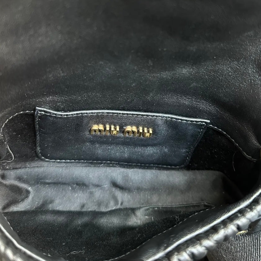 Miu Miu Nappa Matelassè Leather, Black, Leather, Handbag