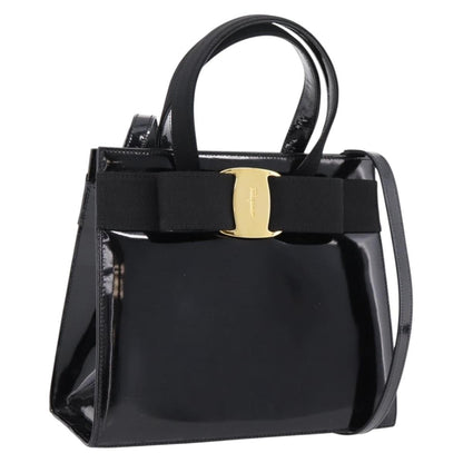 Salvatore Ferragamo Convertible Vara Bow Patent Leather, Black, Patent Leather, Handbag