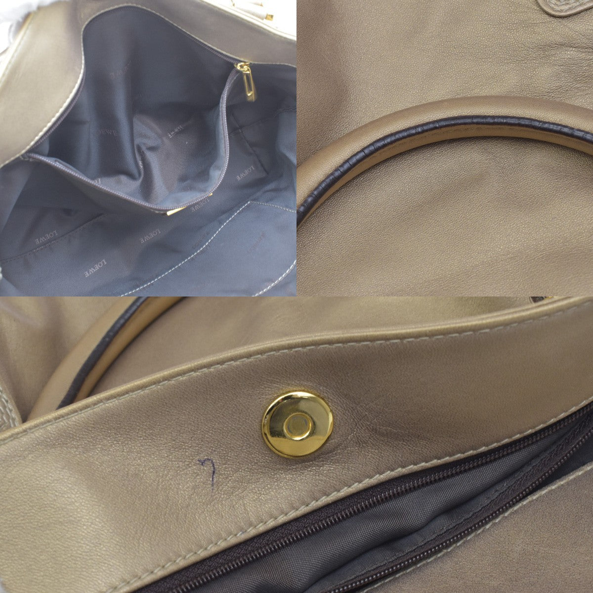 Loewe Anagram Leather, Gold, Leather, Tote Bag