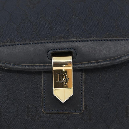 Christian Dior Vintage Honeycomb Flap Canvas and Leather, Black, Canvas, Shoulder Bag