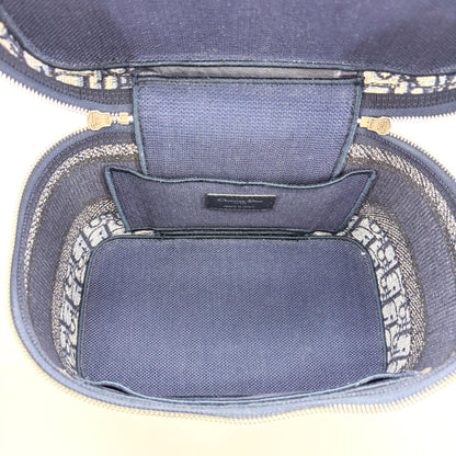 Christian Dior DiorTravel Vanity Case Oblique Canvas, Navy, Canvas, Handbag