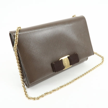 Salvatore Ferragamo Vara Bow Glitter, Brown, Leather, Crossbody Bag