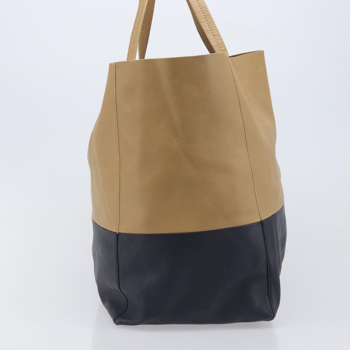 Celine Horizontal Bi-Cabas Leather, Beige, Leather, Tote Bag