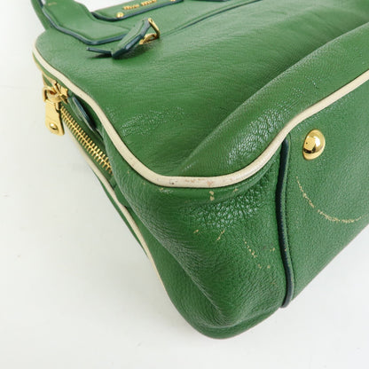 Miu Miu Madras Top Handle Leather, Green, Leather, Handbag