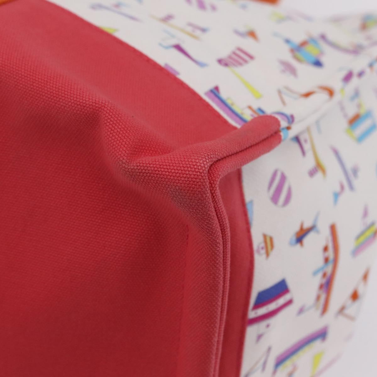 Hermes Beach Printed Toile, White, Canvas, Tote Bag