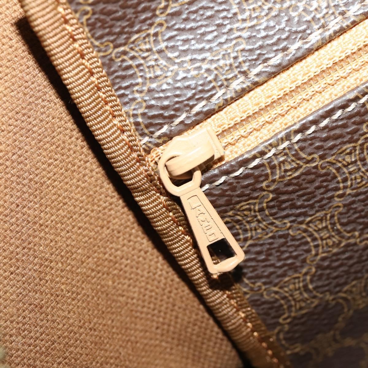Celine Vintage Duffle Canvas and Leather, Brown, Canvas, Travel Bag