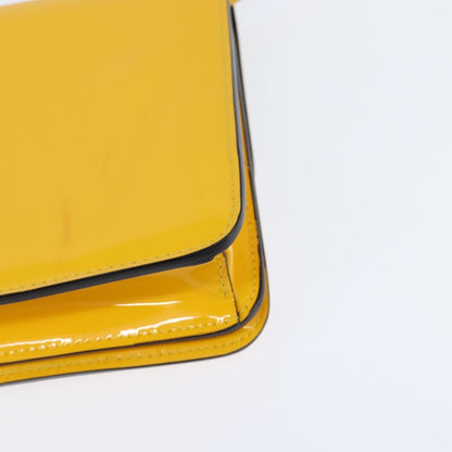 Fendi Curligraphy Shoulder Enamel Yellow Silver, Yellow, Patent Leather, Shoulder Bag