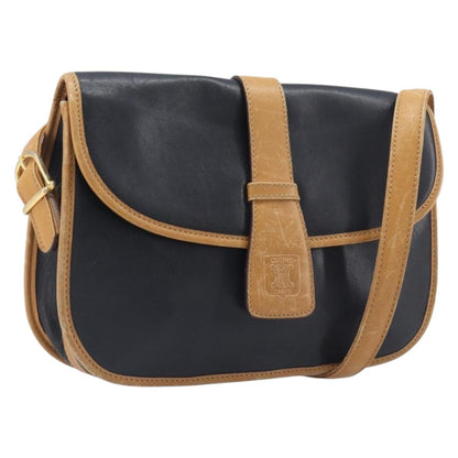Celine Shoulder Leather, Black, Leather, Shoulder Bag