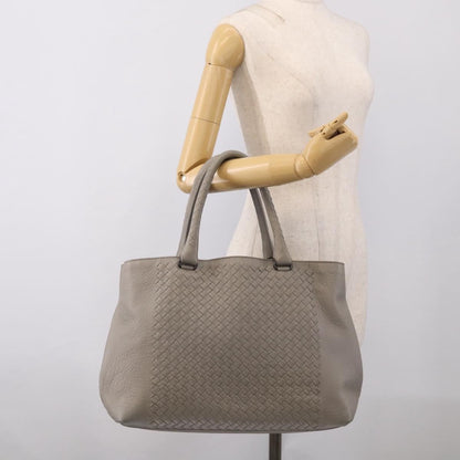 Bottega Veneta Side Snap Leather and Intrecciato Nappa, Gray, Leather, Tote Bag