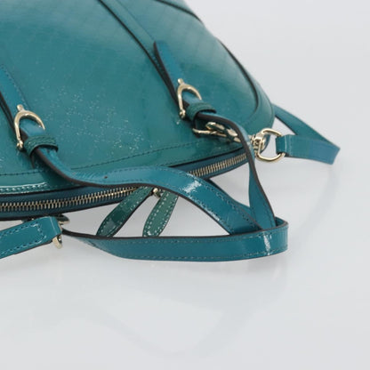 Gucci Nice Top Handle Microguccissima Patent, Turquoise, Patent Leather, Handbag