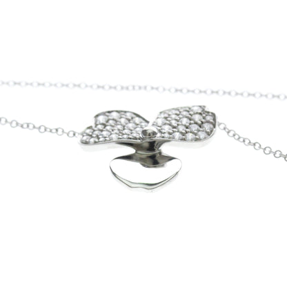 Tiffany & Co. Paper Flowers Pendant Platinum with Pave Diamonds, Silver, Platinum, Necklace