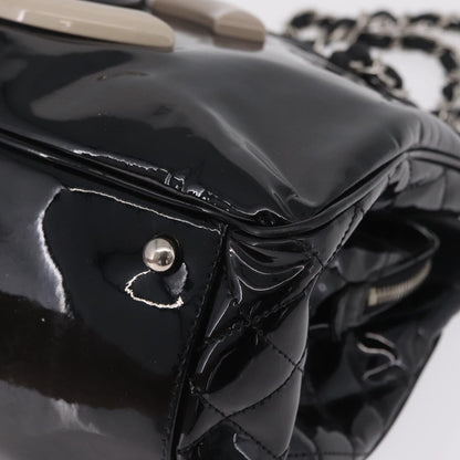 Chanel Lipstick Open Patent Vinyl, Black, Patent Leather, Tote Bag