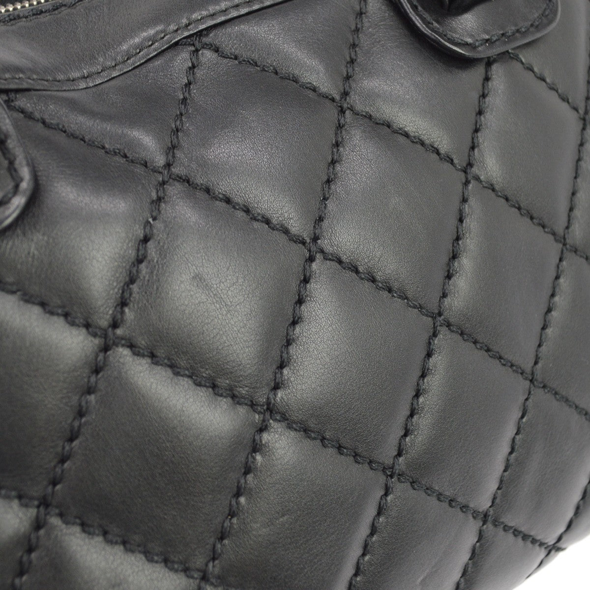 Chanel Wild Stitch Handbag Quilted Calfskin, Black, Leather, Shoulder Bag