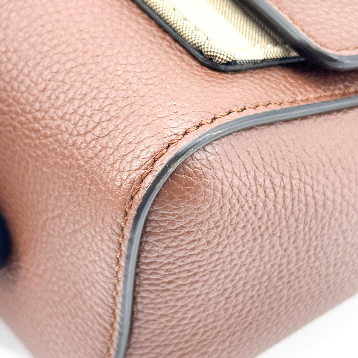 Burberry Note Leather with Vintage Check Canvas, Brown, Leather, Crossbody Bag