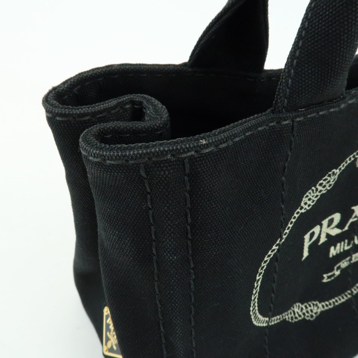Prada Canapa Canvas, Black, Canvas, Tote Bag