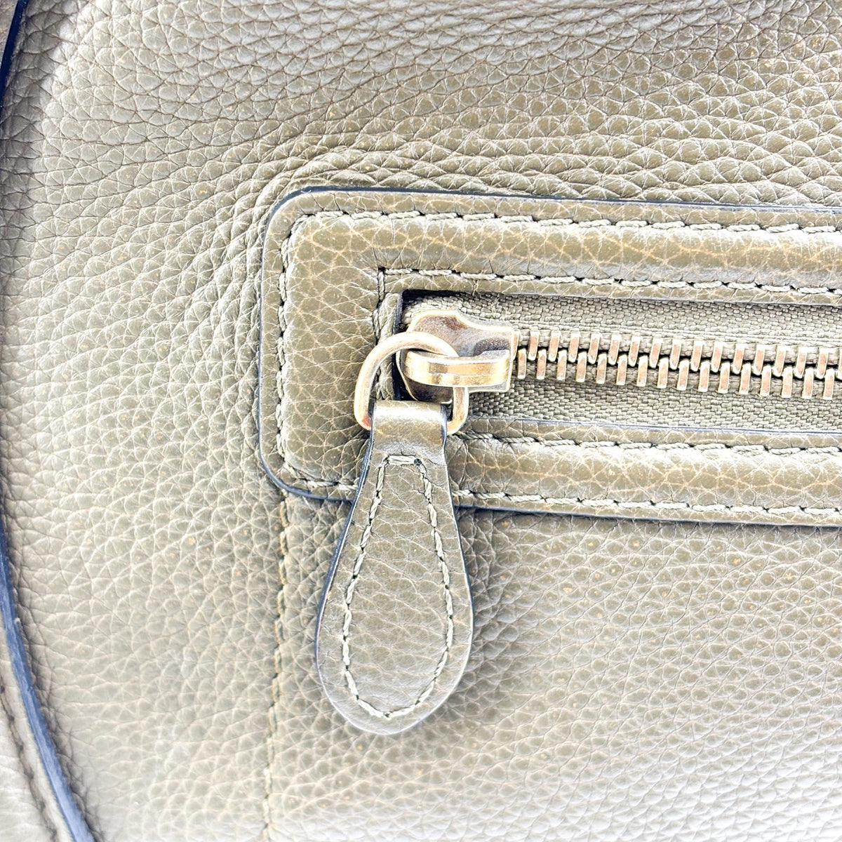 Celine Luggage Smooth Leather, Khaki, Leather, Handbag