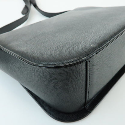 Valentino Garavani VLogo Flap Leather, Black, Leather, Shoulder Bag