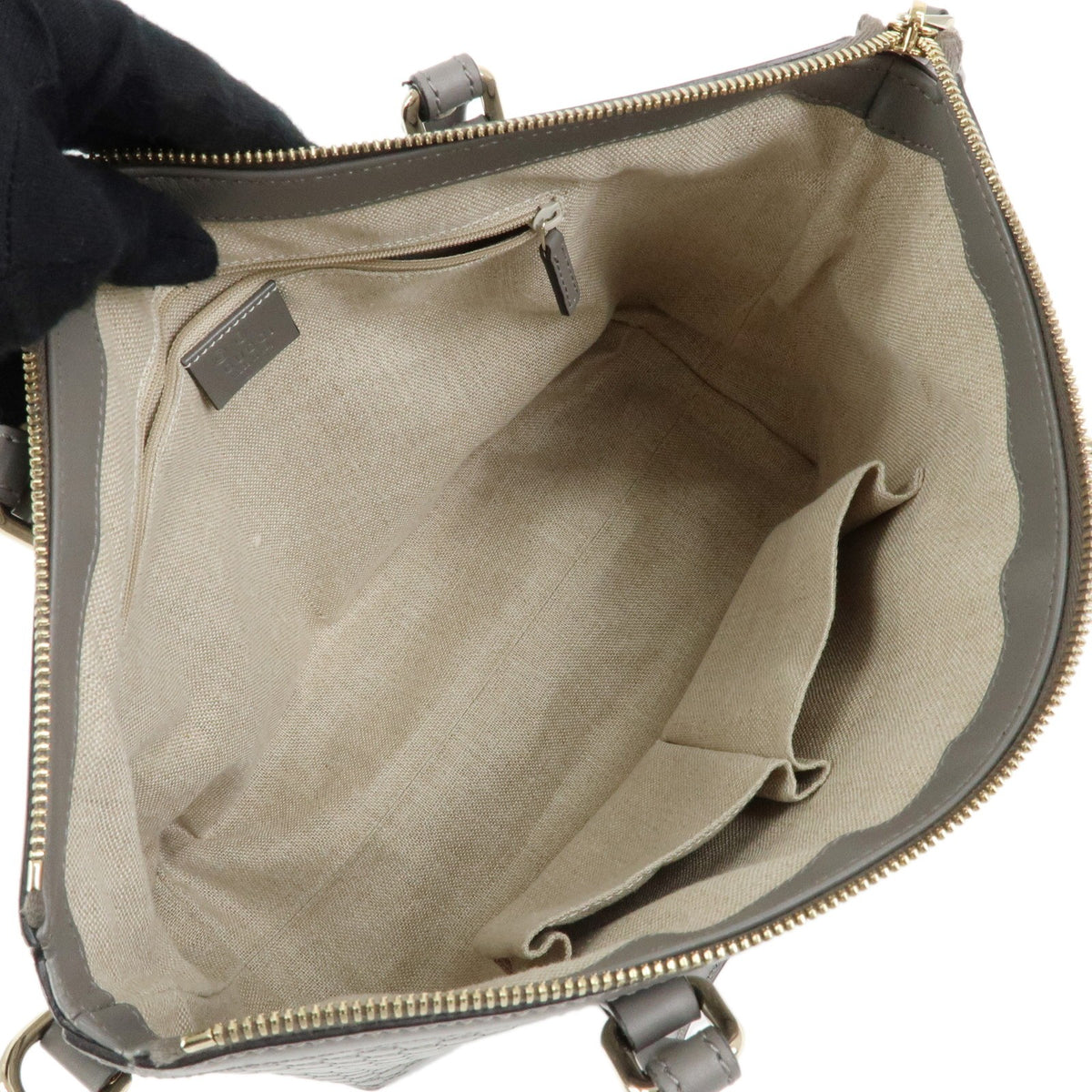 Gucci Margaux Microguccissima Leather, Gray, Leather, Tote Bag