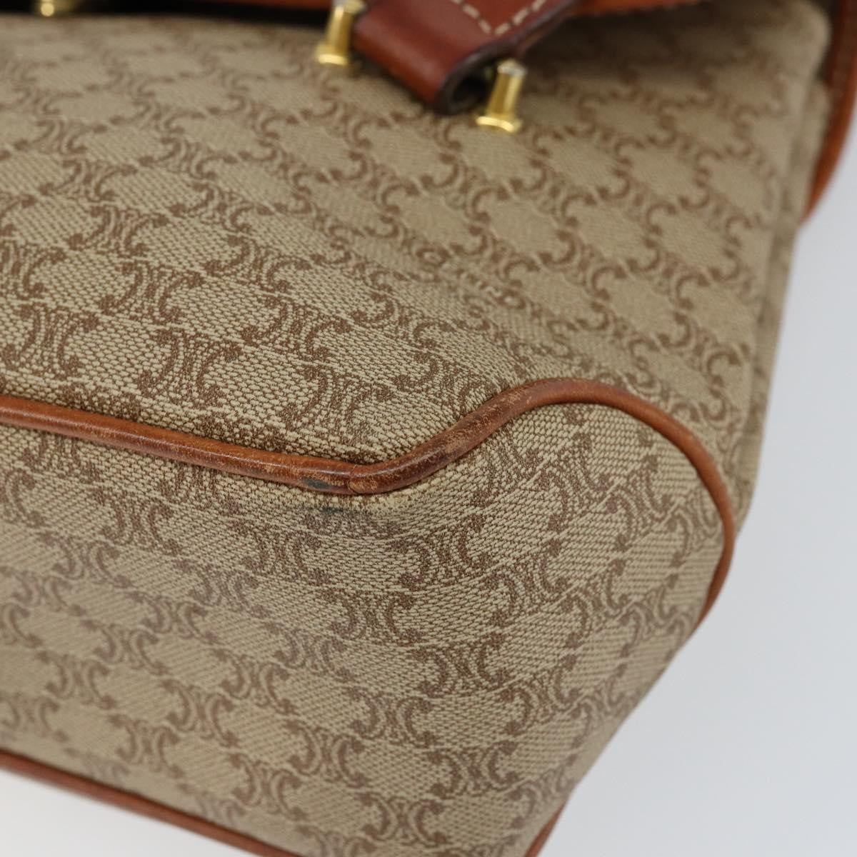 Celine Vintage Macadam Canvas and Leather, Beige, Canvas, Handbag