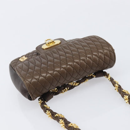 Bally Vintage Chain Quilted Leather, Brown, Leather, Shoulder Bag