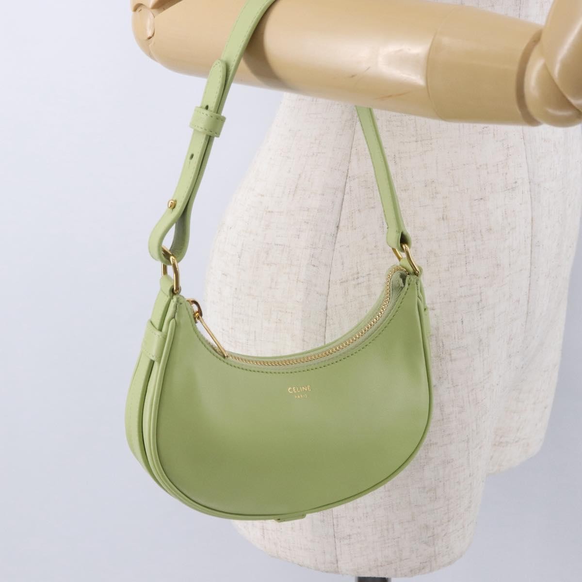 Celine Ava Leather, Green, Leather, Handbag