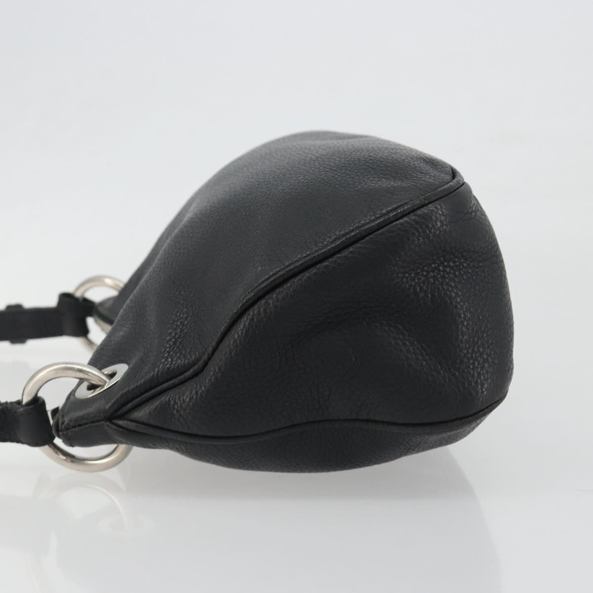 Prada Vitellino Mordo Hobo Leather, Black, Leather, Shoulder Bag