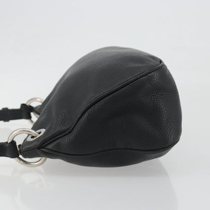 Prada Vitellino Mordo Hobo Leather, Black, Leather, Shoulder Bag
