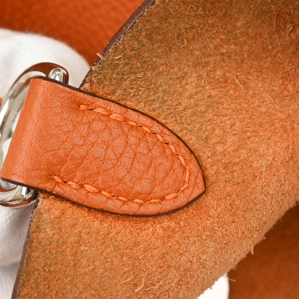 Hermes Mangeoire Clemence, Orange, Leather, Handbag