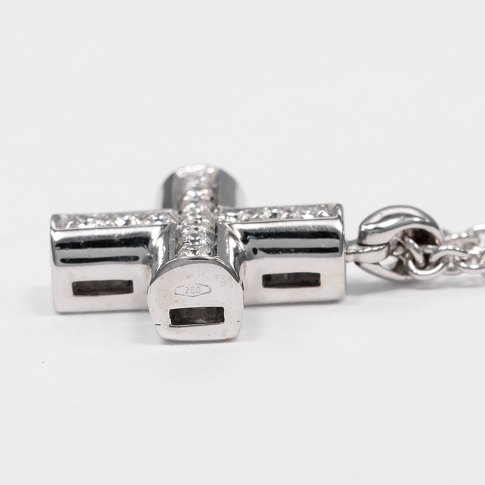 Bvlgari Greek Cross 18K White Gold with Diamonds, Silver, White Gold, Necklace