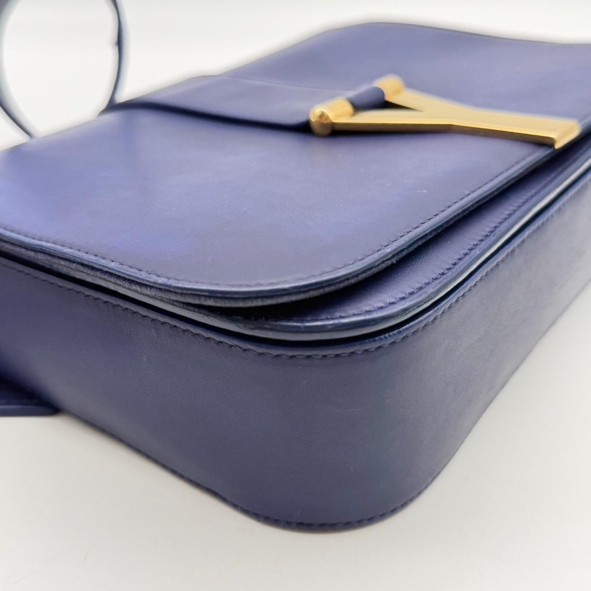 Saint Laurent Chyc Clutch Leather, Blue, Leather, Clutch