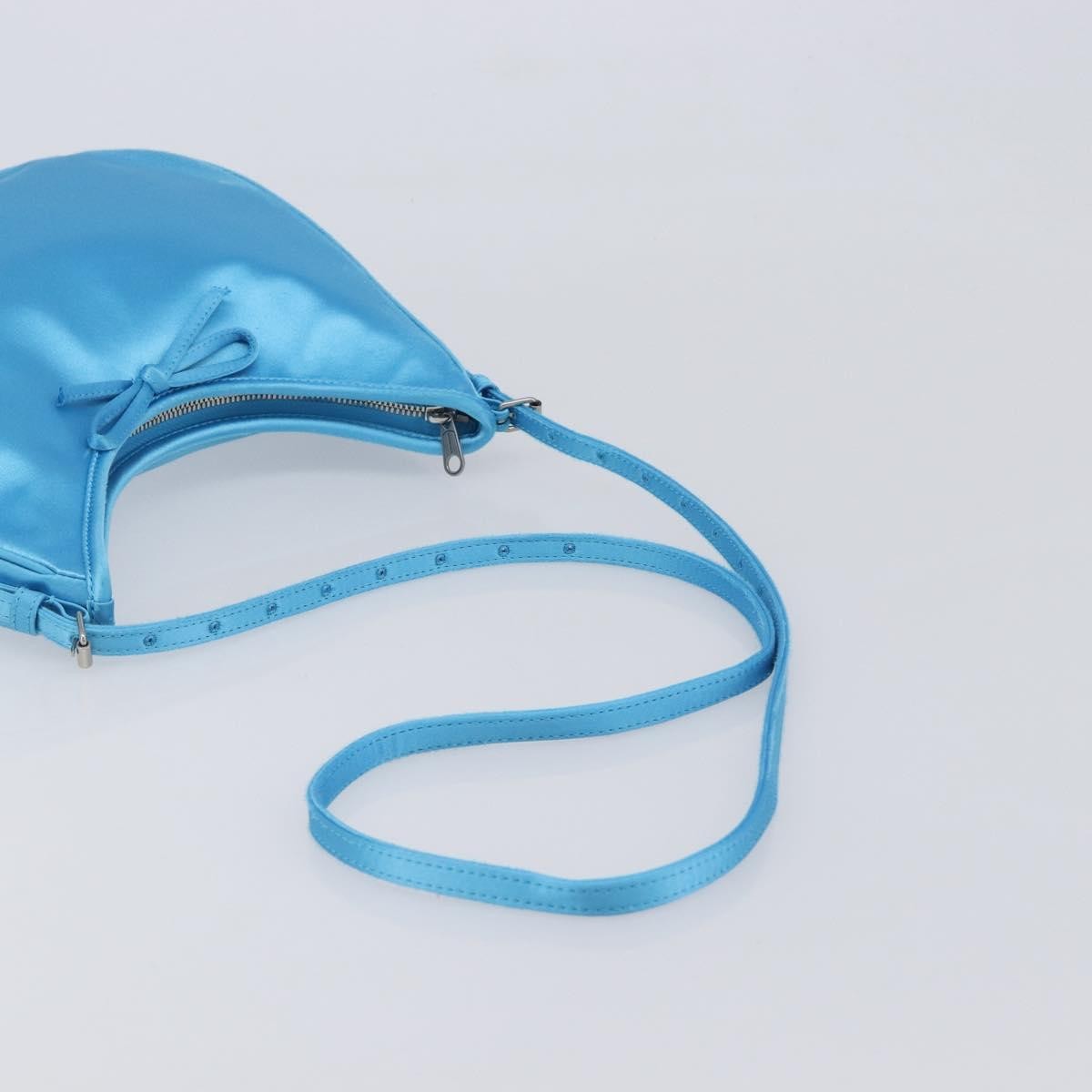 Balenciaga Leopolda Satin, Blue, Satin, Shoulder Bag
