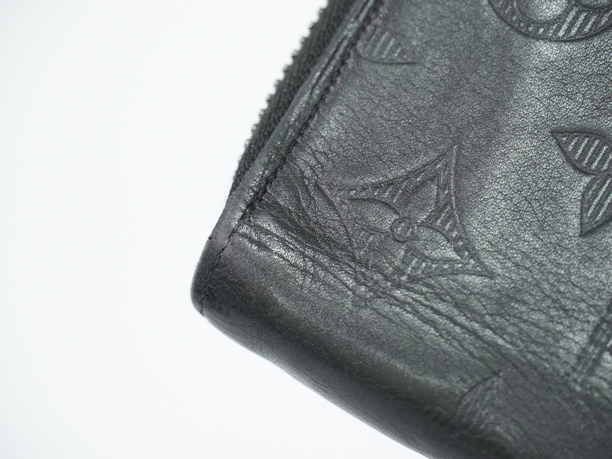 Louis Vuitton Zippy Monogram Shadow Leather, Black, Leather, Wallet