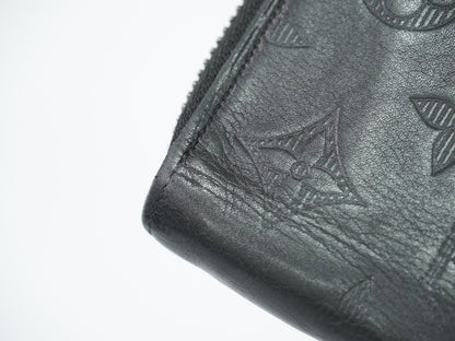 Louis Vuitton Zippy Monogram Shadow Leather, Black, Leather, Wallet