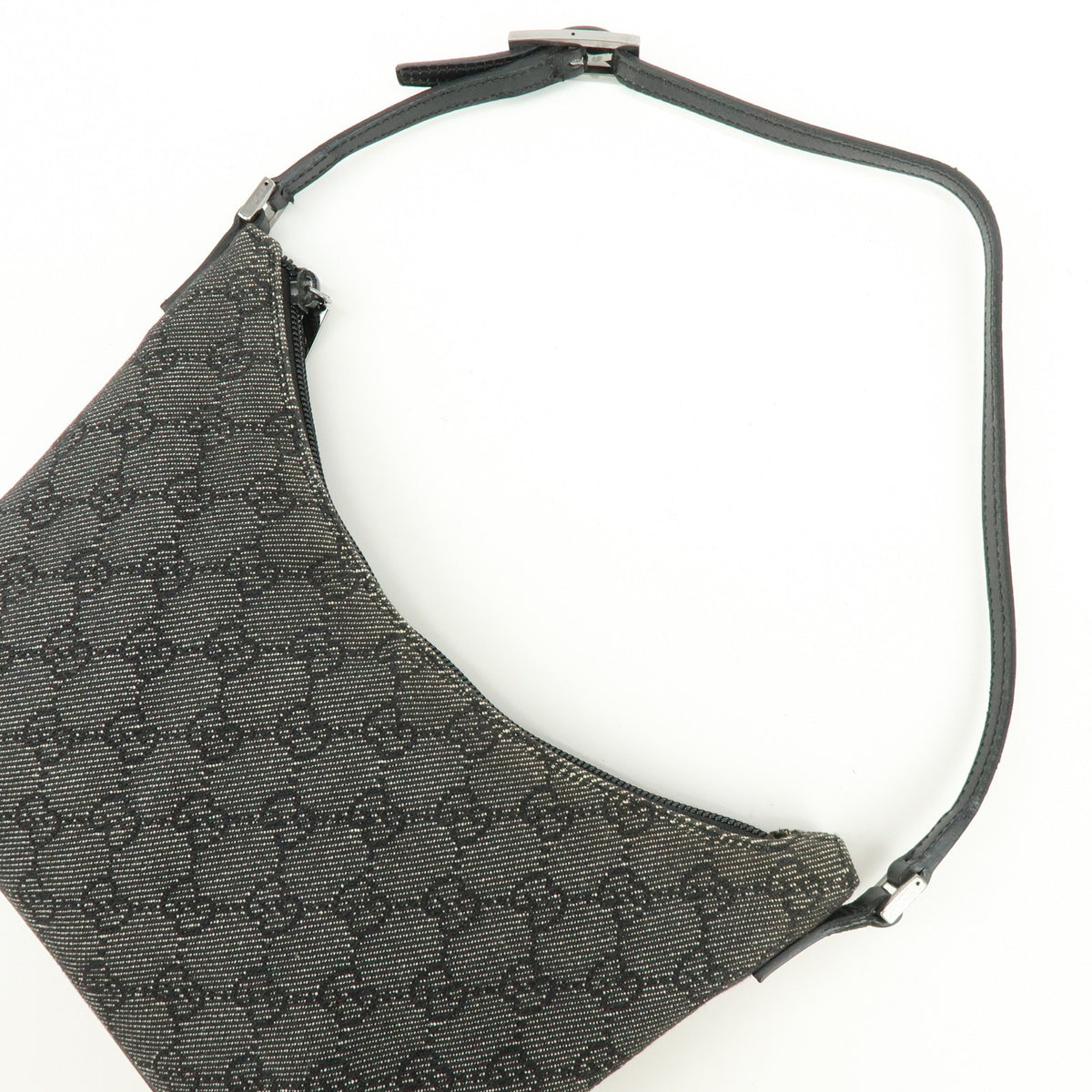 Gucci Horsebit Slim GG Denim with Leather, Black, Leather, Shoulder Bag