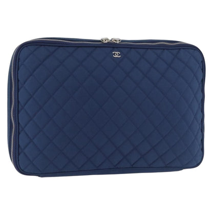 Chanel Laptop Sleeve Quilted Nylon, Blue, Nylon, Clutch