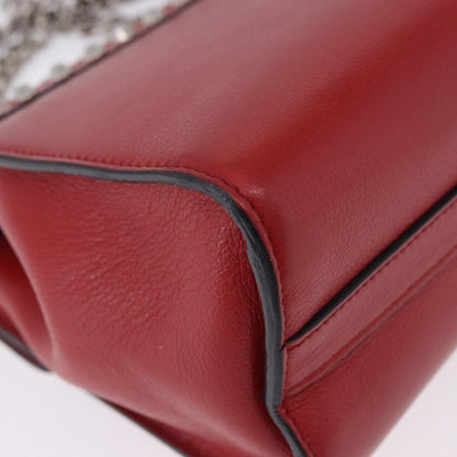 Prada Sound Studded Quilted Leather, Red, Leather, Handbag