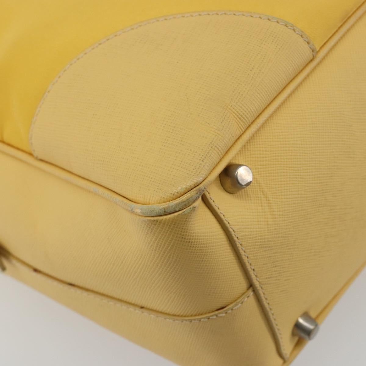 Prada Bauletto Tessuto with Saffiano Leather, Yellow, Canvas, Handbag