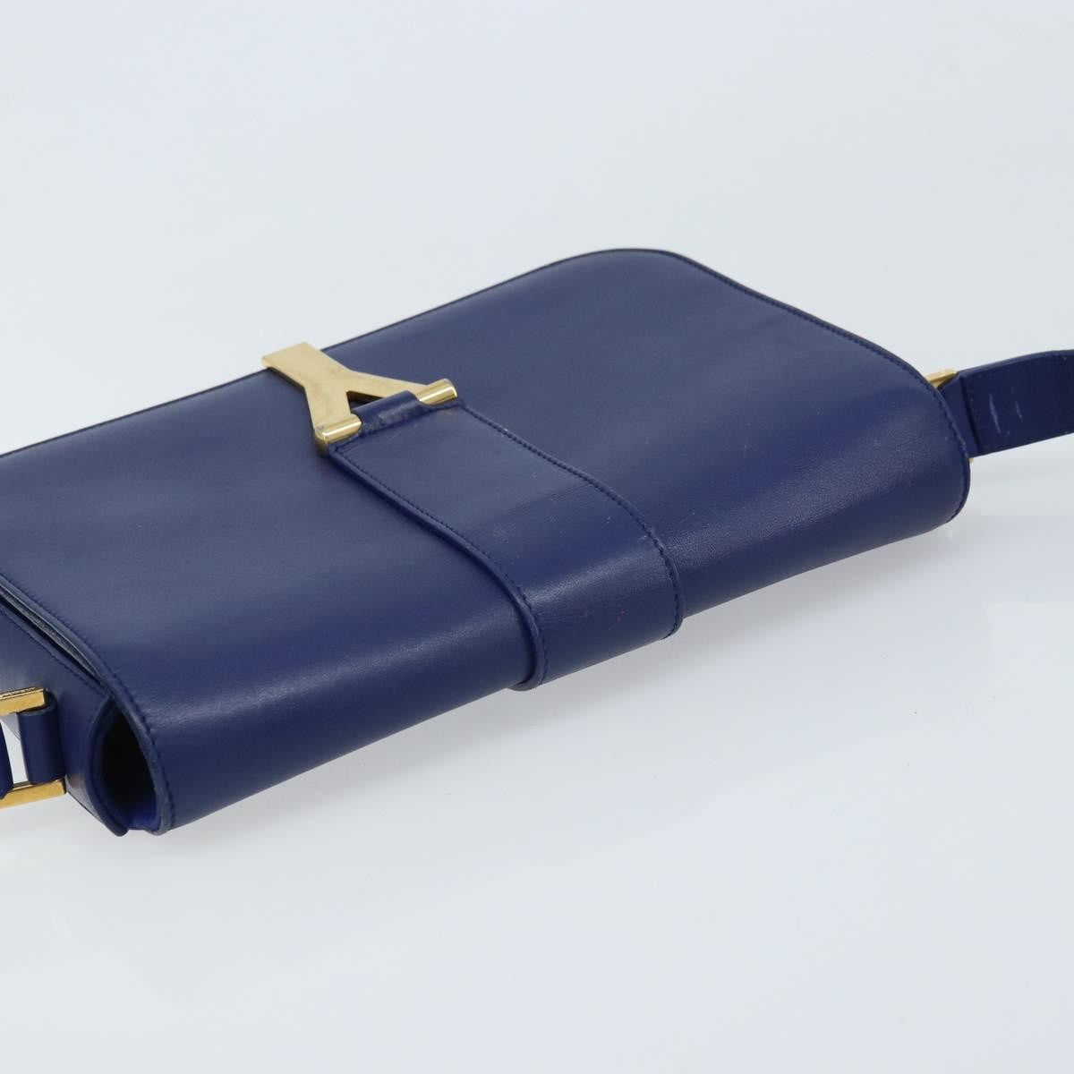 Saint Laurent Chyc Flap Leather, Blue, Leather, Shoulder Bag