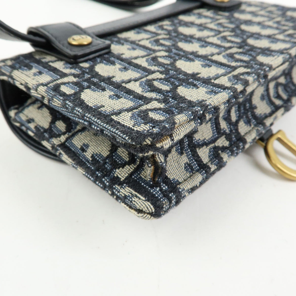Christian Dior Saddle Belt Oblique Canvas, Navy, Canvas, Handbag