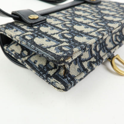 Christian Dior Saddle Belt Oblique Canvas, Navy, Canvas, Handbag