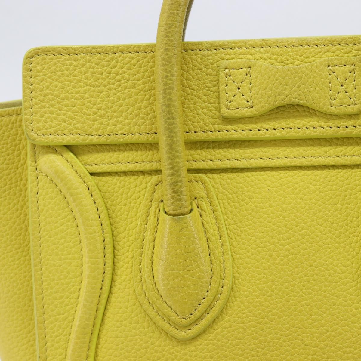 Celine Luggage Grainy Leather, Yellow, Leather, Handbag