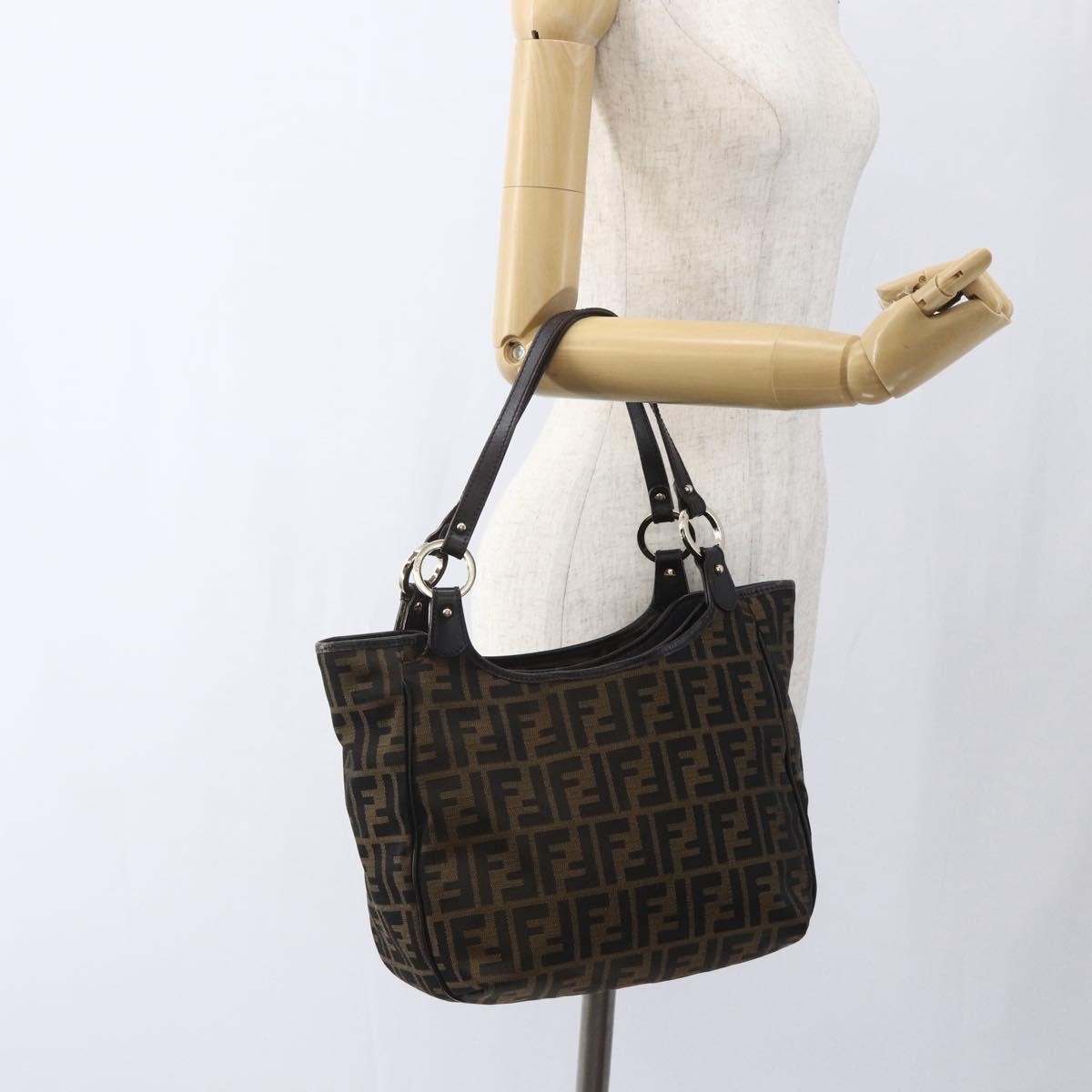 Fendi Chef Pleated Shopping Tote Zucca Canvas, Brown, Canvas, Tote Bag