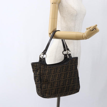 Fendi Chef Pleated Shopping Tote Zucca Canvas, Brown, Canvas, Tote Bag