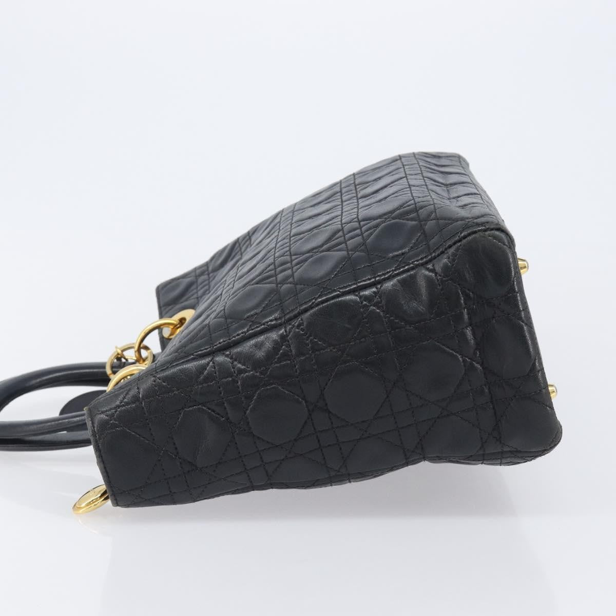 Christian Dior Vintage Lady Dior Cannage Quilt Lambskin, Black, Leather, Handbag