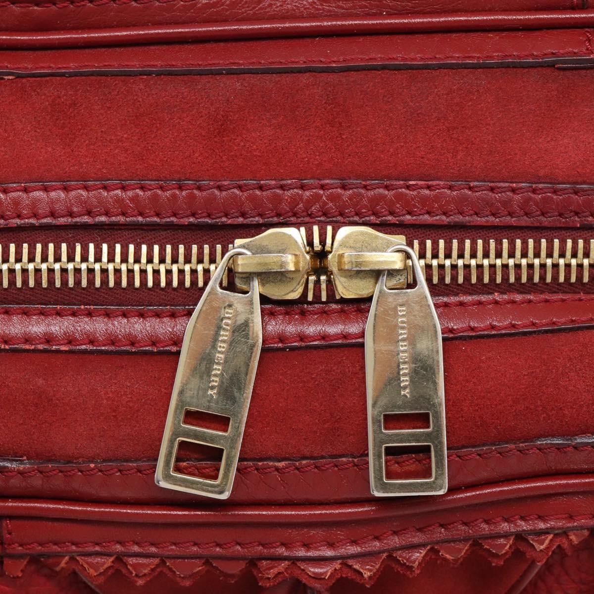 Burberry Hedwig Bowler Leather with Suede, Red, Leather, Handbag